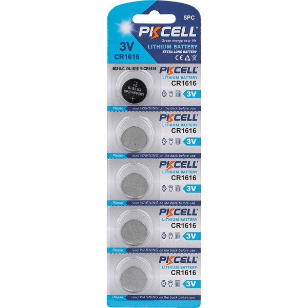 Main product image for 5-Pack PKCELL CR1616 Lithium Battery 142-235